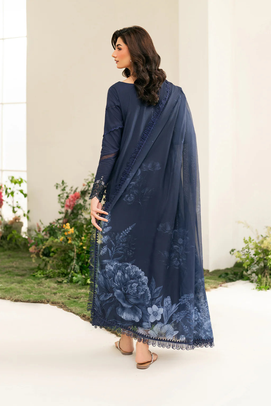 3 Piece - Dhanak Full Heavy Embroidered Suit with Embroidered Digital Printed Wool Shawl (Unstitched)