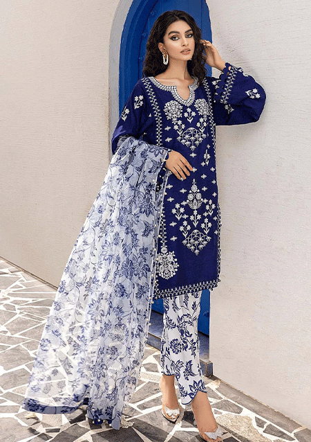 3 Piece - Lawn Full Heavy Embroidered Suit with Lawn Dupatta (UnStitched)
