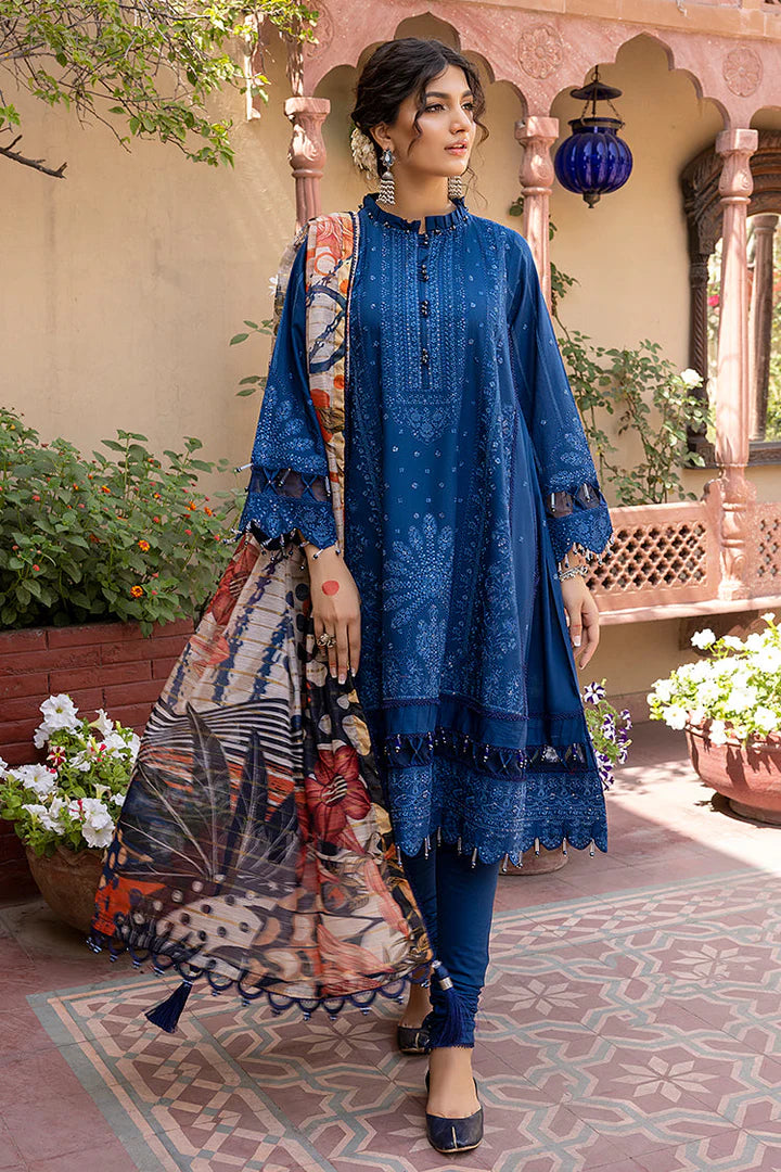 3 Piece - Dhanak Full Heavy Embroidered Suit with Digital Print Wool Shawl (Unstitched)