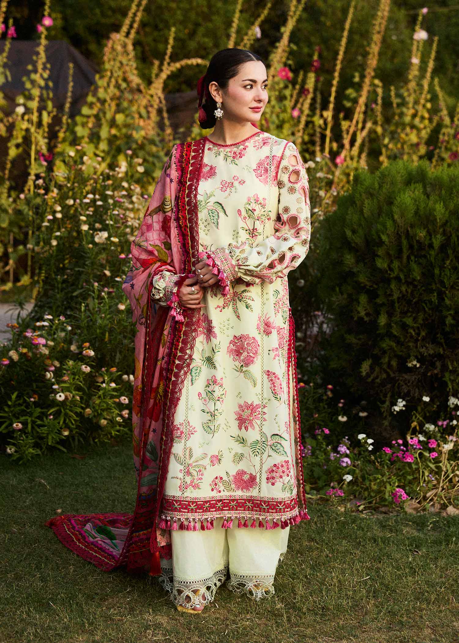 3 Piece - Dhanak Embroidered Suit with Digital Printed Dhanak Shawl (Unstitched)