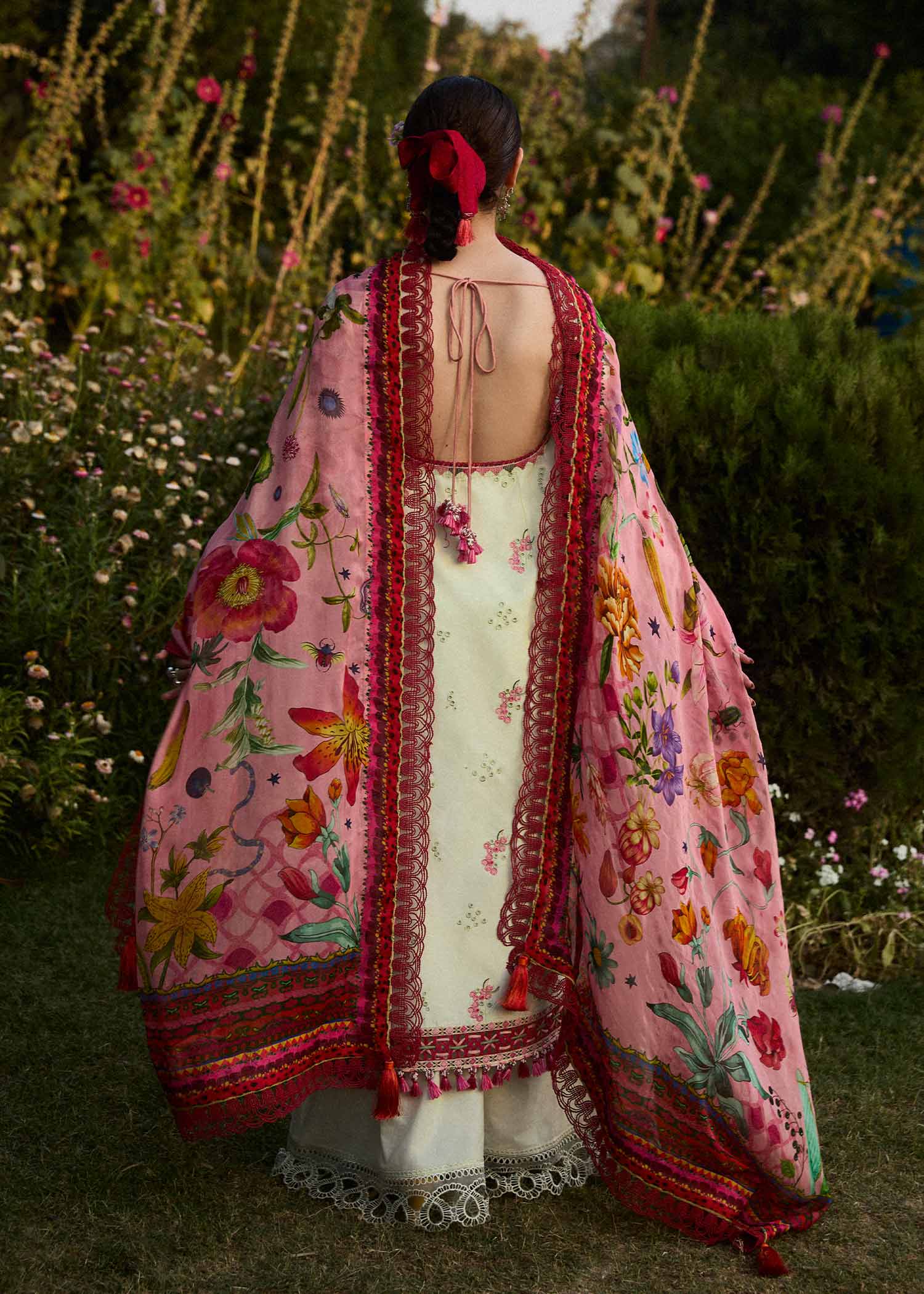 3 Piece - Dhanak Embroidered Suit with Digital Printed Dhanak Shawl (Unstitched)