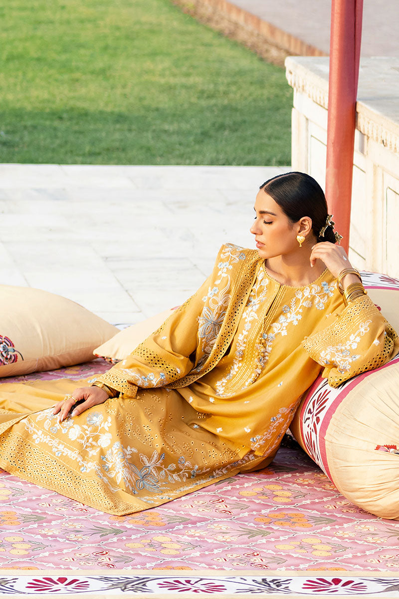 3 Piece - Cross Stitch Dhanak Embroidered Suit with Dhanak Embroidered Shawl (Unstitched)