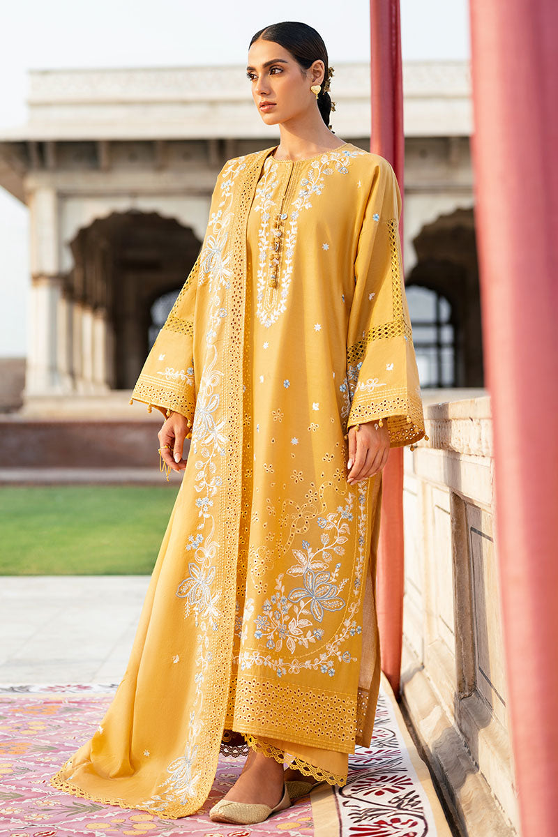 3 Piece - Cross Stitch Dhanak Embroidered Suit with Dhanak Embroidered Shawl (Unstitched)
