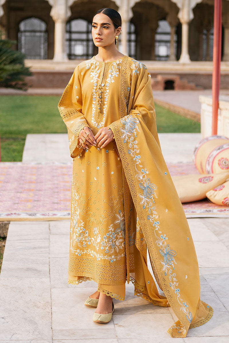 3 Piece - Cross Stitch Dhanak Embroidered Suit with Dhanak Embroidered Shawl (Unstitched)