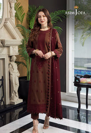 3 Piece - Dhanak Embroidered Suit with Dhanak Embroidered Shawl (Unstitched)