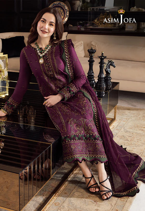3 Piece - Dhanak Embroidered Suit with Digital Printed Wool Shawl (Unstitched)
