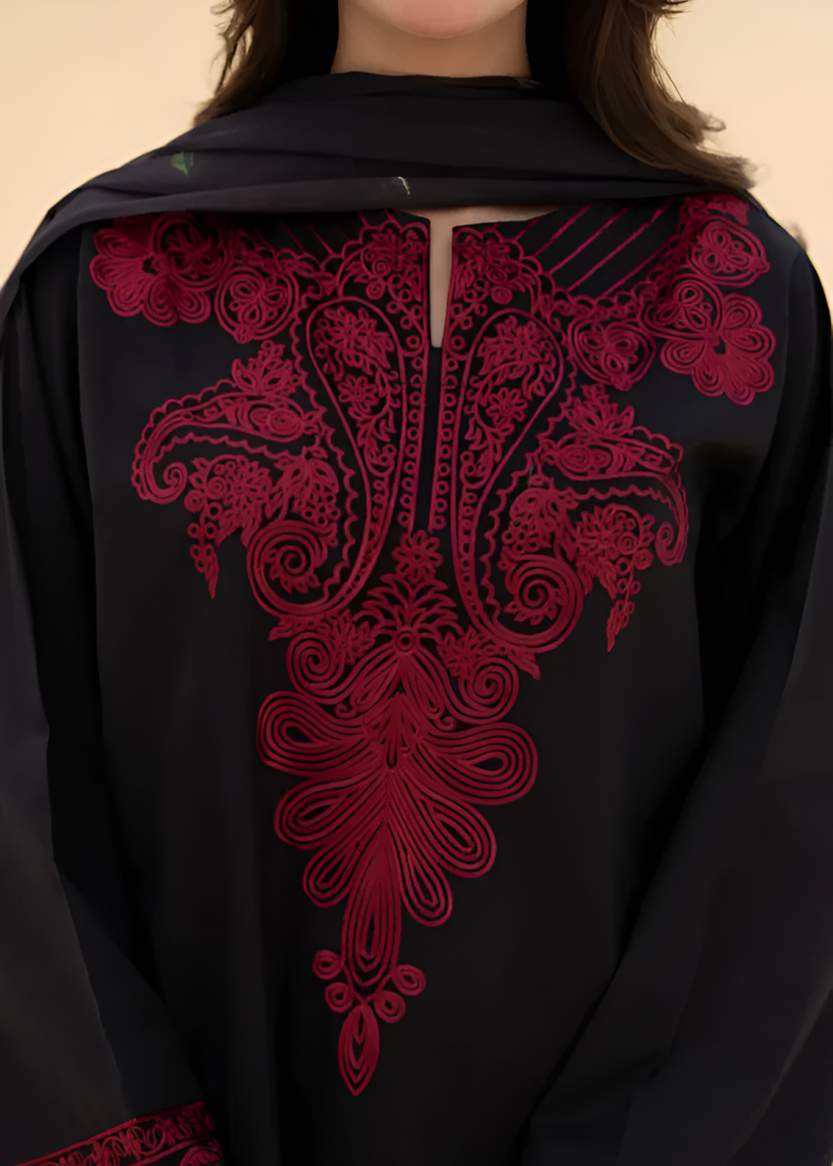 3 Piece - Laam Dhanak Embroidered Suit with Dhanak Digital Printed Dupatta (Unstitched)
