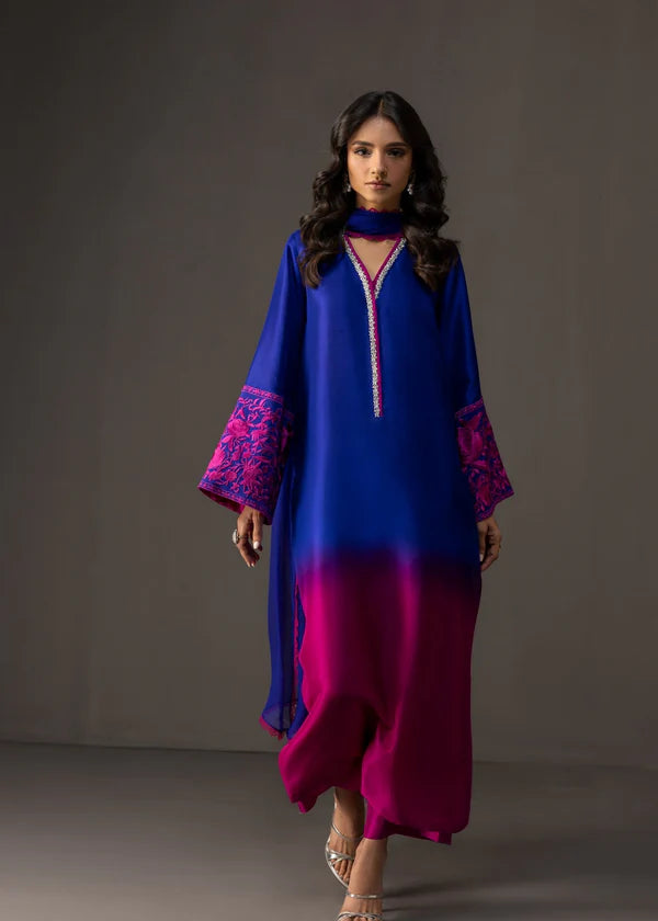 3 Piece - Silk  Digital Printed Shamooz Silk  Suit with Digital Printed Silk Dupatta (Unstitched)