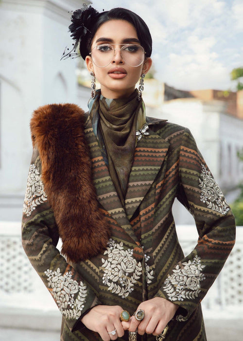 3 Piece - Maria B Silk Embroidered Digital Printed Suit with Silk Digital Printed Dupatta (Unstitched)