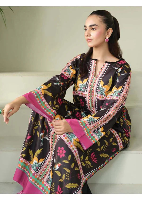 3 Piece - Shamooz Silk Suit with Digital Printed Silk Dupatta (Unstitched)