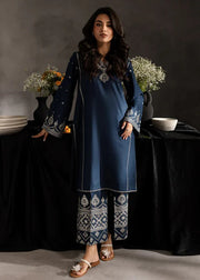 3 Piece - Laam Dhanak Full Heavy Embroidered Suit with Dhanak Embroidered Shawl (Unstitched)