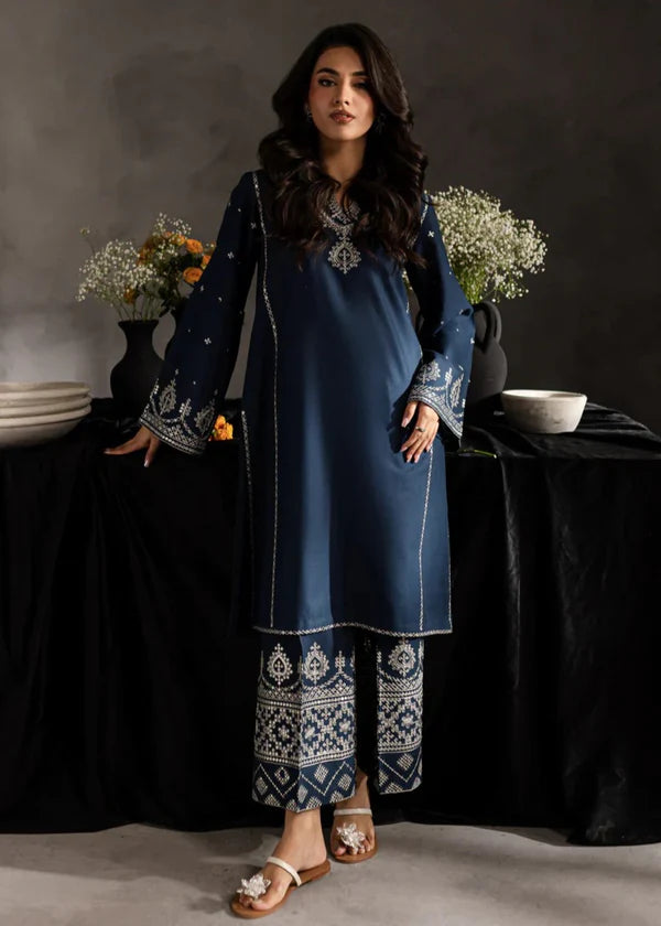 3 Piece - Laam Dhanak Full Heavy Embroidered Suit with Dhanak Embroidered Shawl (Unstitched)