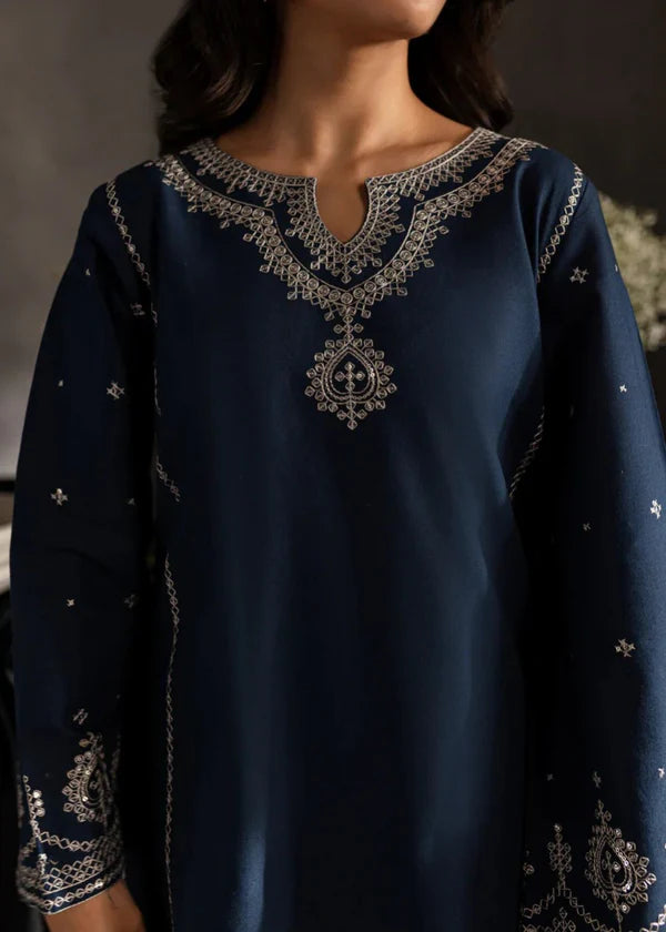 3 Piece - Laam Dhanak Full Heavy Embroidered Suit with Dhanak Embroidered Shawl (Unstitched)