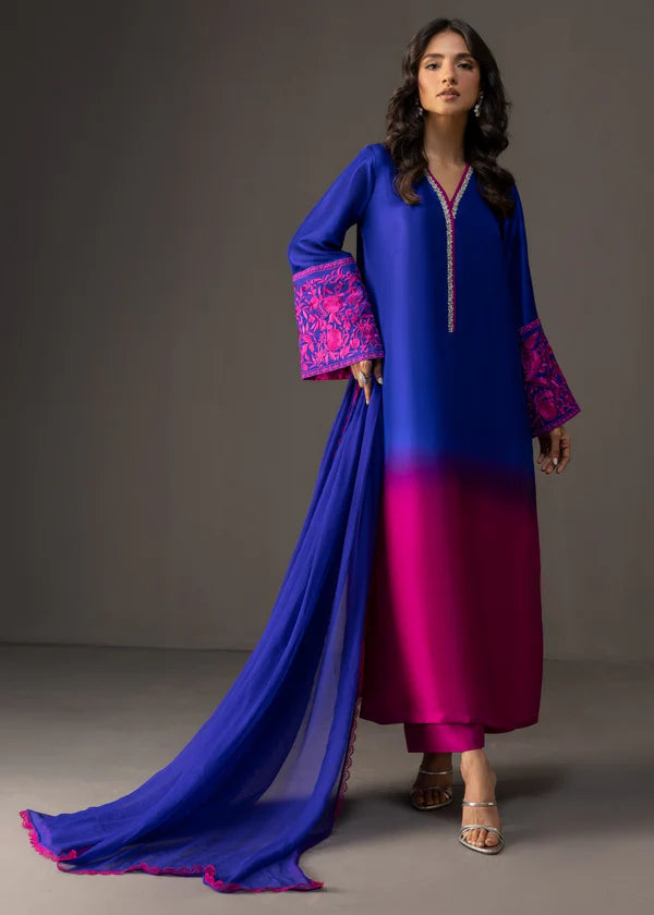 3 Piece - Silk  Digital Printed Shamooz Silk  Suit with Digital Printed Silk Dupatta (Unstitched)