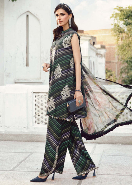 3 Piece - Silk Embroidered Digital Printed Suit with Silk Digital Printed Dupatta (Unstitched)