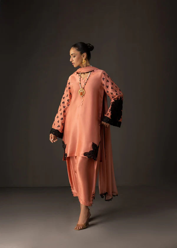 3 Piece - Shamooz Silk Suit with Digital Printed Silk Dupatta (Unstitched)