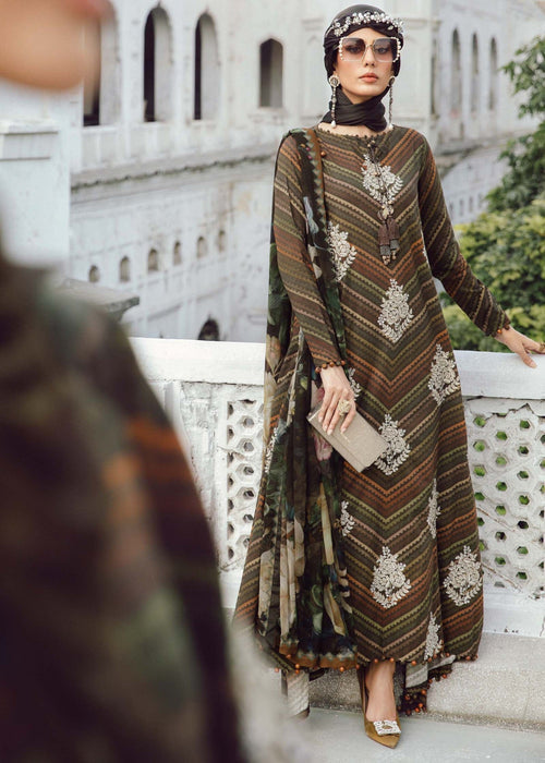 3 Piece - Maria B Silk Embroidered Digital Printed Suit with Silk Digital Printed Dupatta (Unstitched)