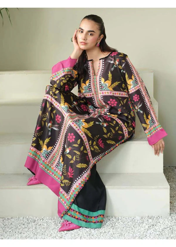 3 Piece - Shamooz Silk Suit with Digital Printed Silk Dupatta (Unstitched)