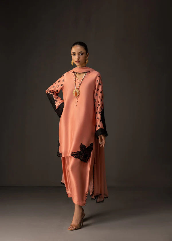 3 Piece - Shamooz Silk Suit with Digital Printed Silk Dupatta (Unstitched)