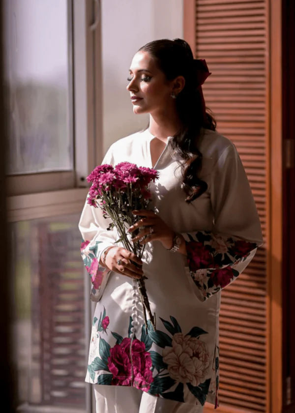 3 Piece - Shamooz Silk Suit with Digital Printed Silk Dupatta (Unstitched)