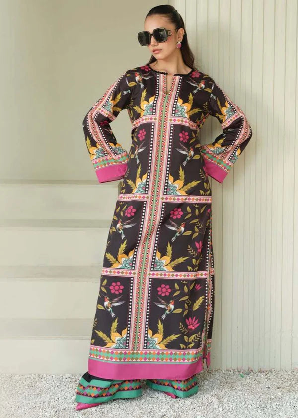 3 Piece - Shamooz Silk Suit with Digital Printed Silk Dupatta (Unstitched)
