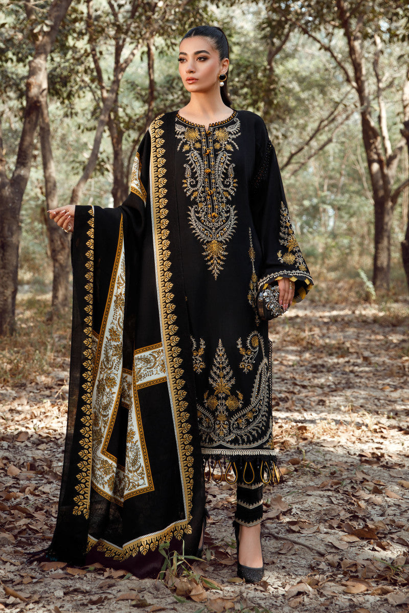 3 Piece - Maria B Dhanak Full Heavy Embroidered Suit with Digital Print Wool Shawl (Unstitched)