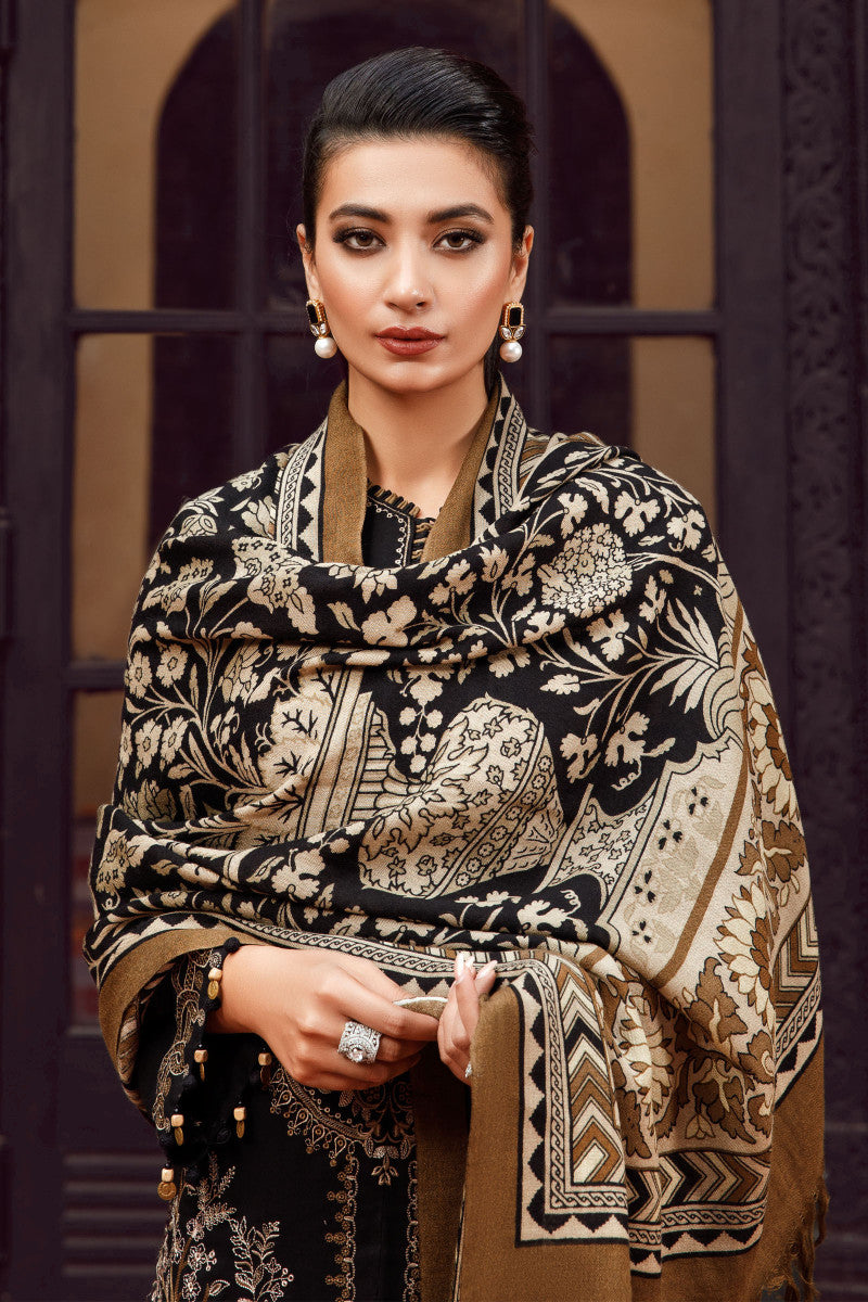 3 Piece - Maria B Dhanak Embroidered Suit with Dhanak Embroidered and Printed Shawl (Unstitched)