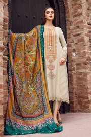 3 Piece - Maria B Dhanak Full Heavy Embroidered Suit with Digital Print Wool Shawl Dupatta (Unstitched)