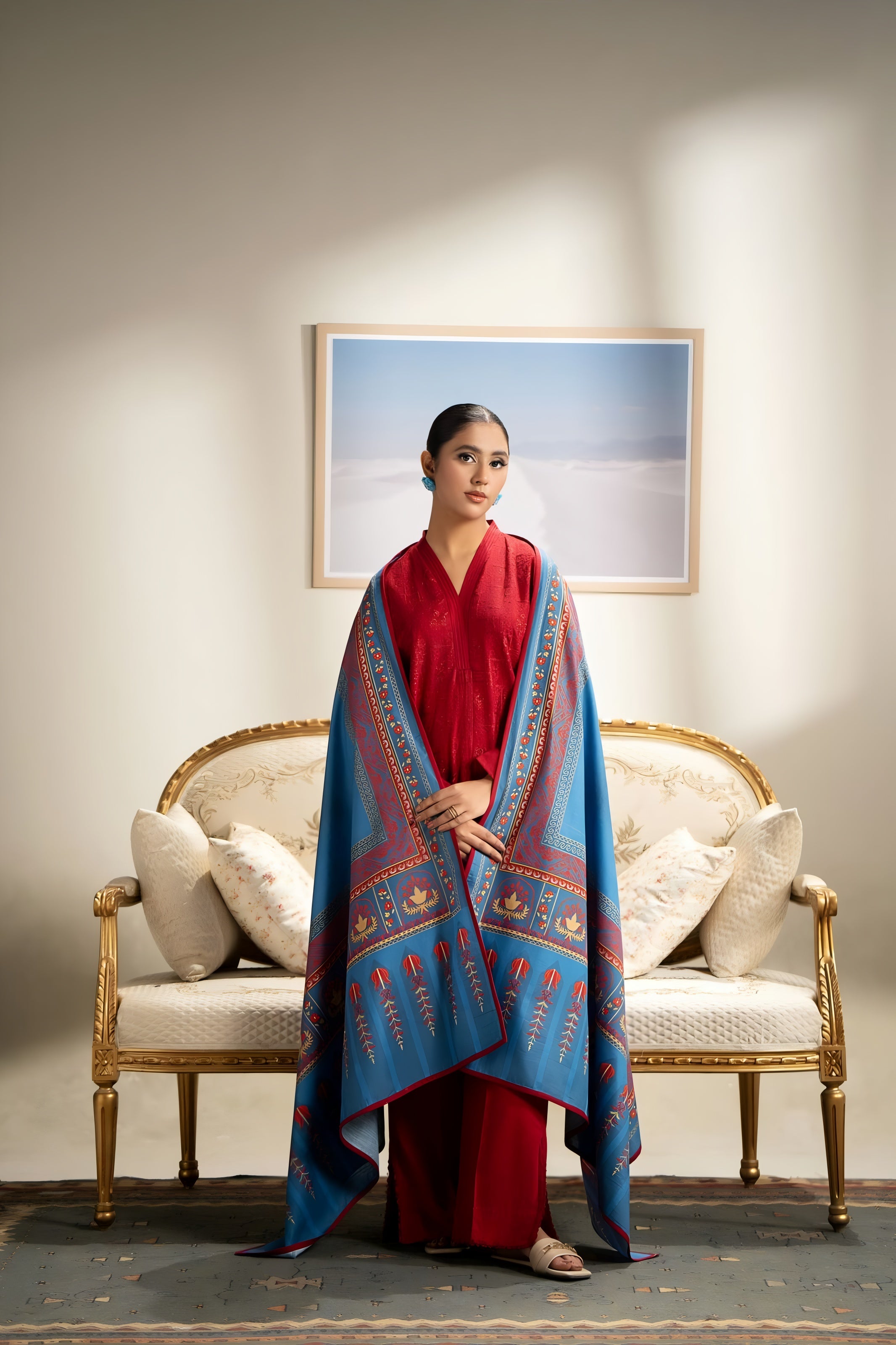 3 Piece - Lawn Full Embroidered Suit with Diamond Duppatta (Unstitched)