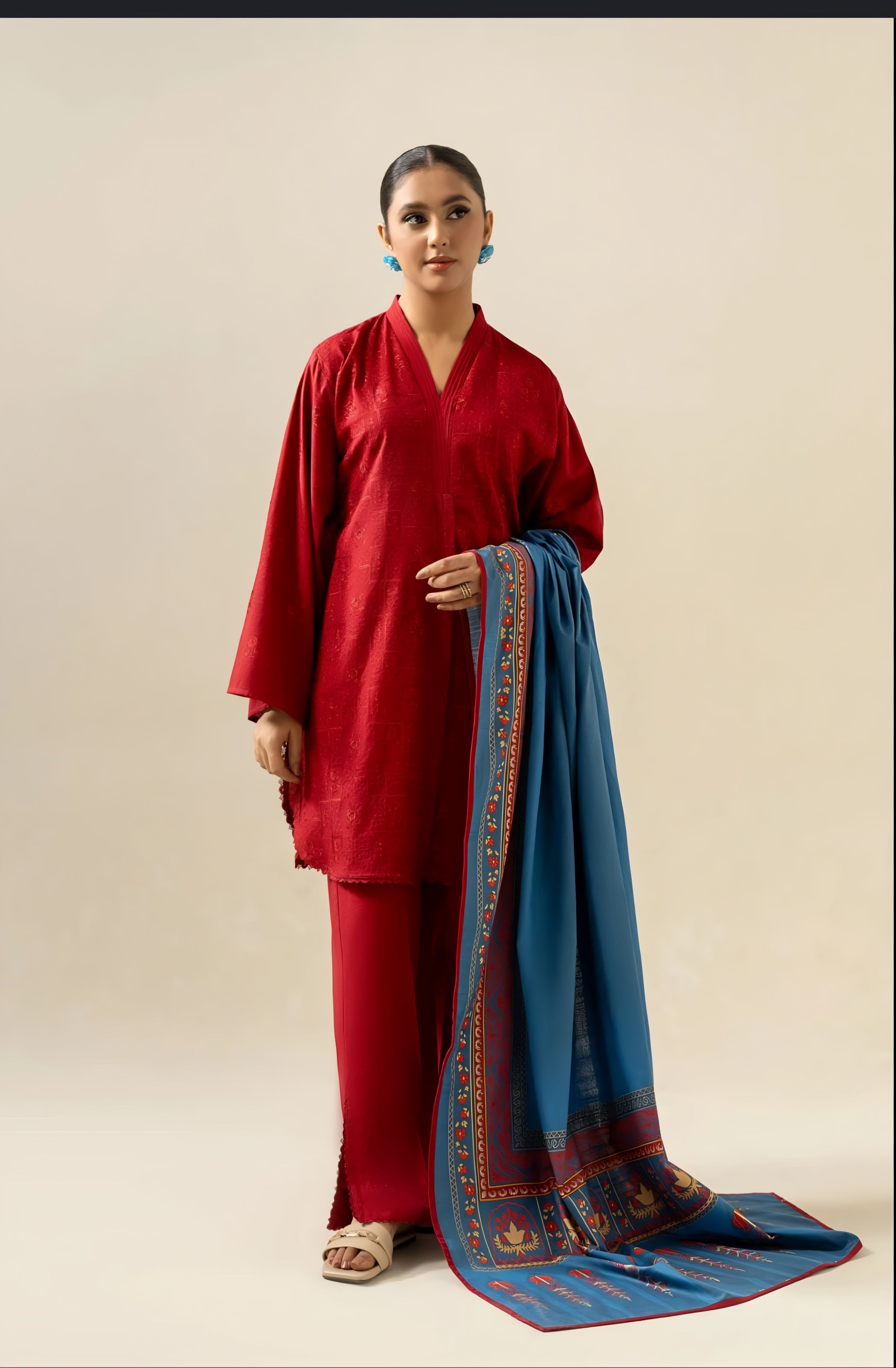 3 Piece - Lawn Full Embroidered Suit with Diamond Duppatta (Unstitched)