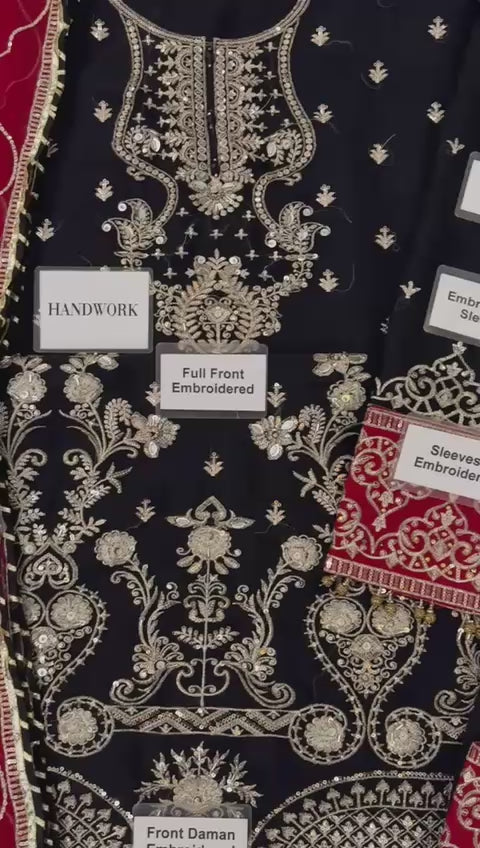 Load video: 3 Piece -Chiffon Full Heavy Embroidered Suit with Embroidered Chiffon Dupatta (Unstitched)