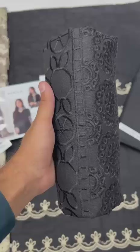 Load video: 3 Piece - Dhanak Embroidered Suit with Digital Printed Wool Shawl (Unstitched)