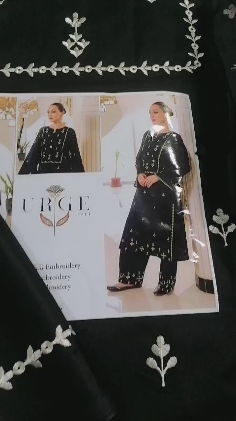 Load video: 2 Piece - Dhanak Full Heavy Embroidered Suit with Plain Dyed Trouser (Unstitched)