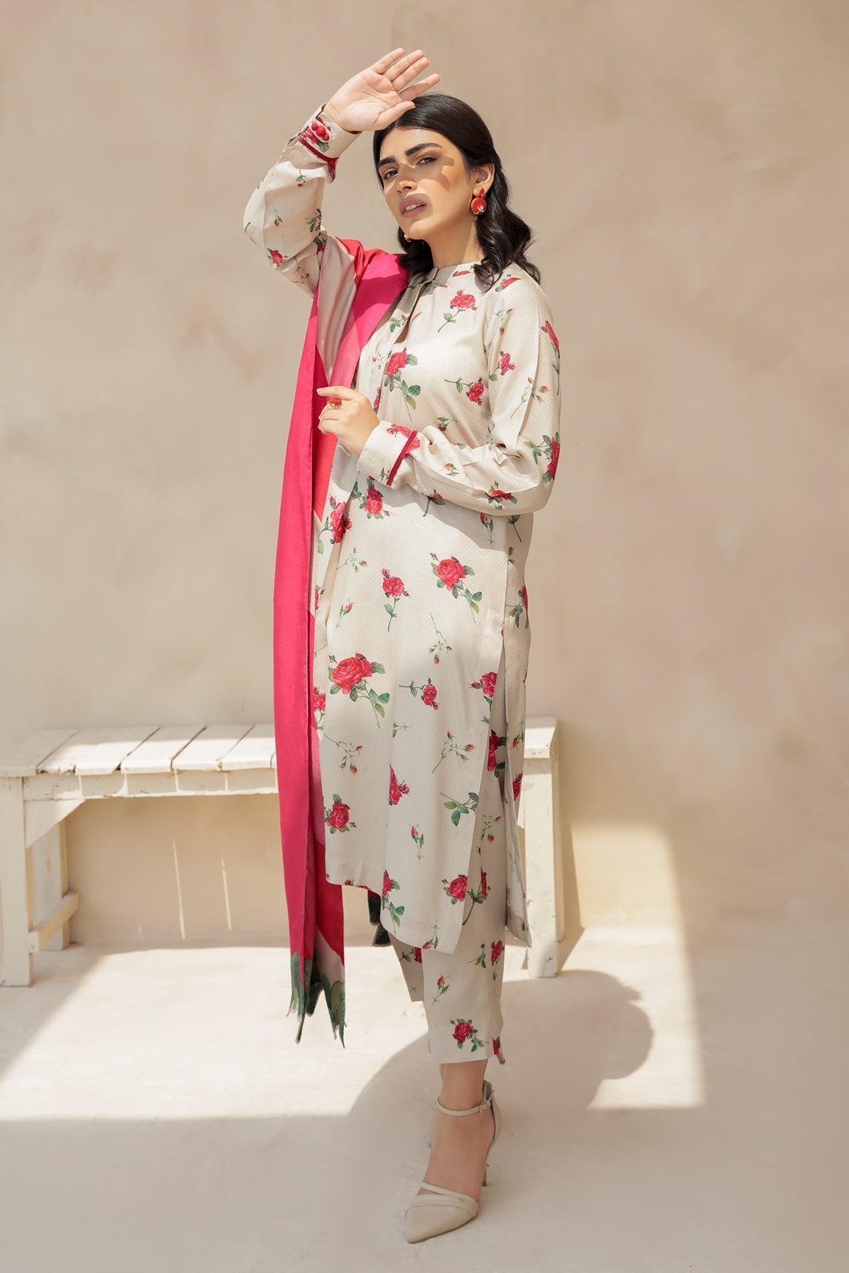 3 Piece - Digital Printed Lawn Suit with Monar Silk Duppatta (Unstitched)