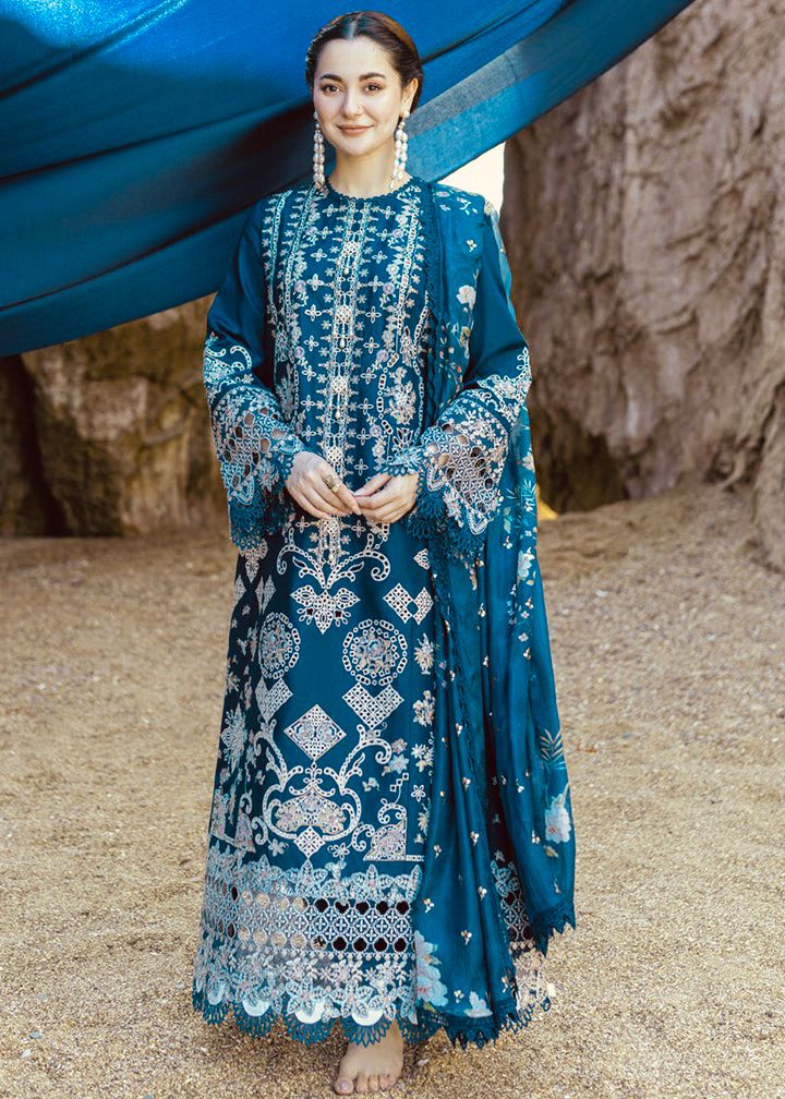 3 Piece - Qalamkar Dhanak Embroidered Suit with Woolen Printed Shawl (Unstitched)