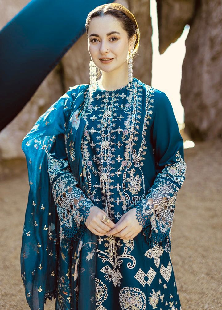 3 Piece - Qalamkar Dhanak Embroidered Suit with Woolen Printed Shawl (Unstitched)