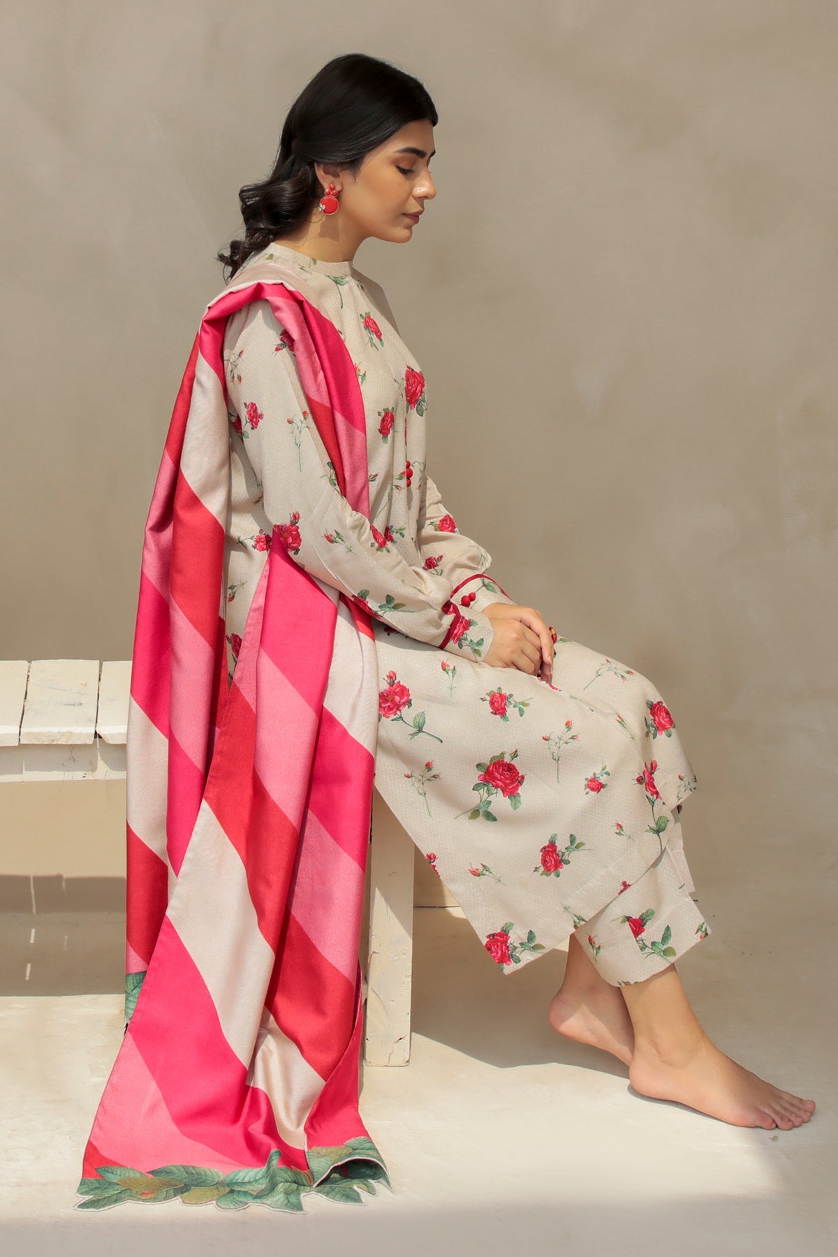 3 Piece - Digital Printed Lawn Suit with Monar Silk Duppatta (Unstitched)