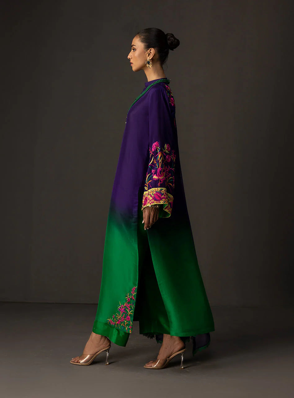 3 Piece - Silk  Digital Printed Shamooz Silk  Suit with Digital Printed Silk Dupatta (Unstitched)