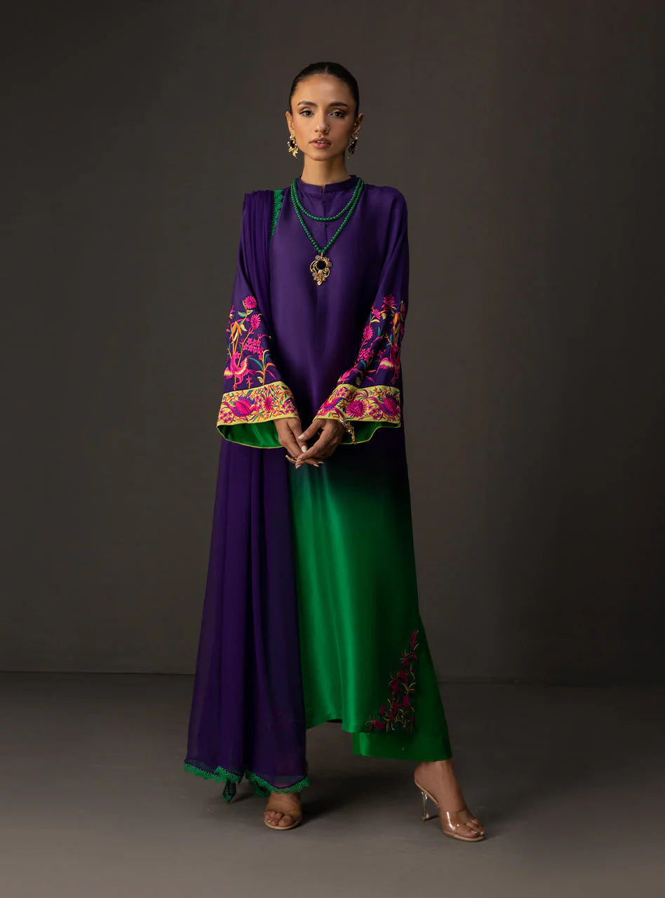 3 Piece - Silk  Digital Printed Shamooz Silk  Suit with Digital Printed Silk Dupatta (Unstitched)