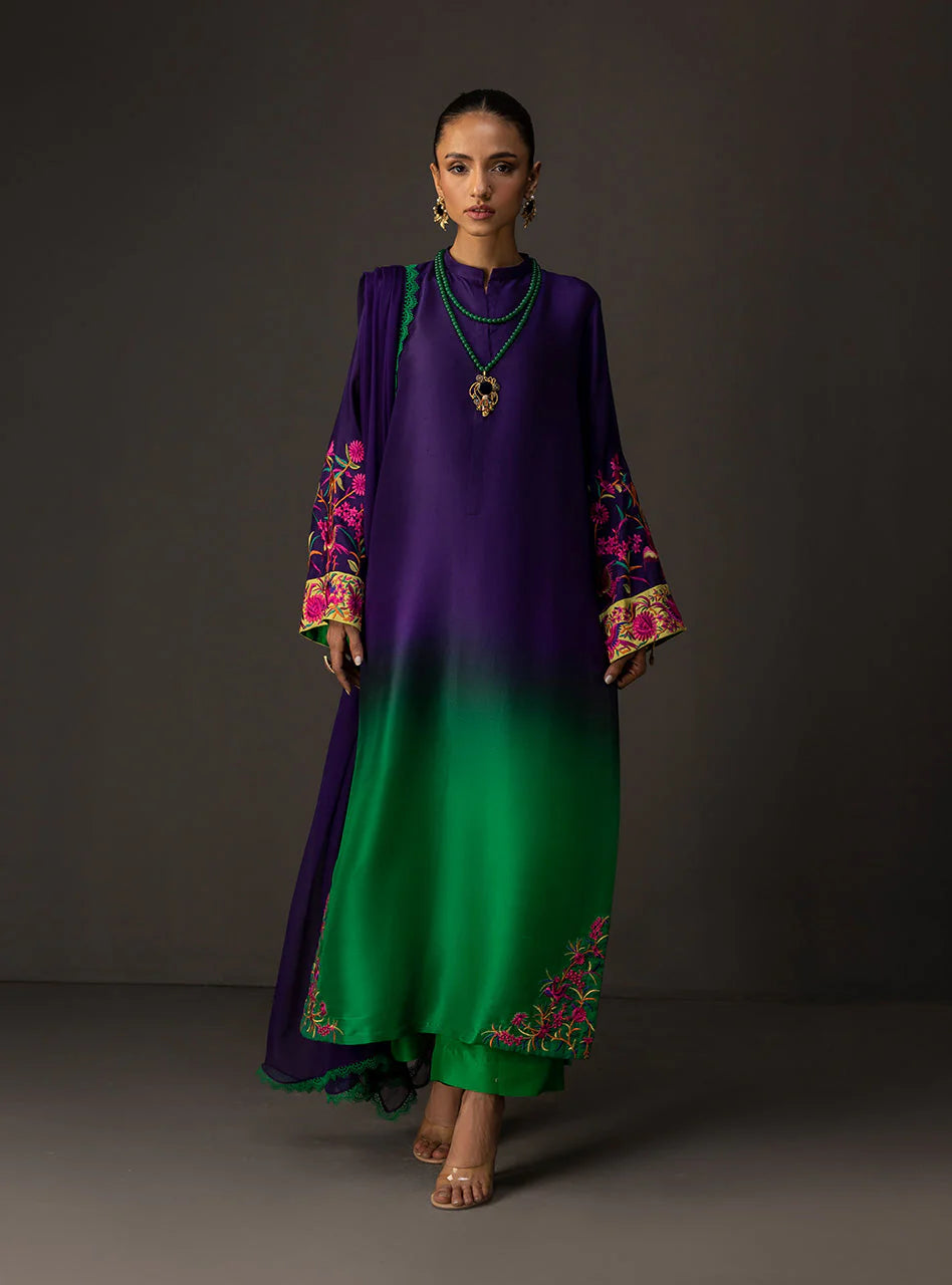 3 Piece - Silk  Digital Printed Shamooz Silk  Suit with Digital Printed Silk Dupatta (Unstitched)