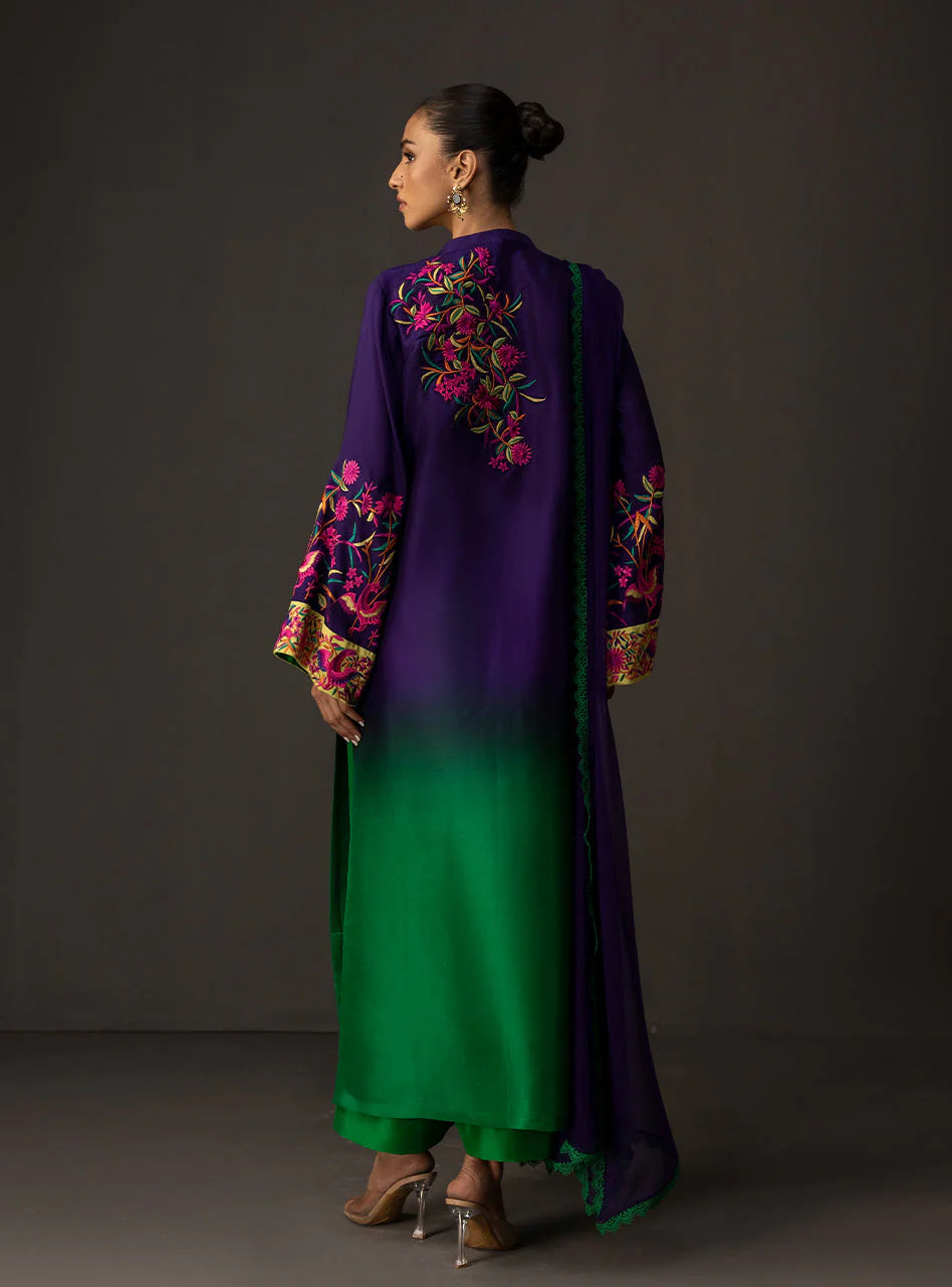 3 Piece - Silk  Digital Printed Shamooz Silk  Suit with Digital Printed Silk Dupatta (Unstitched)