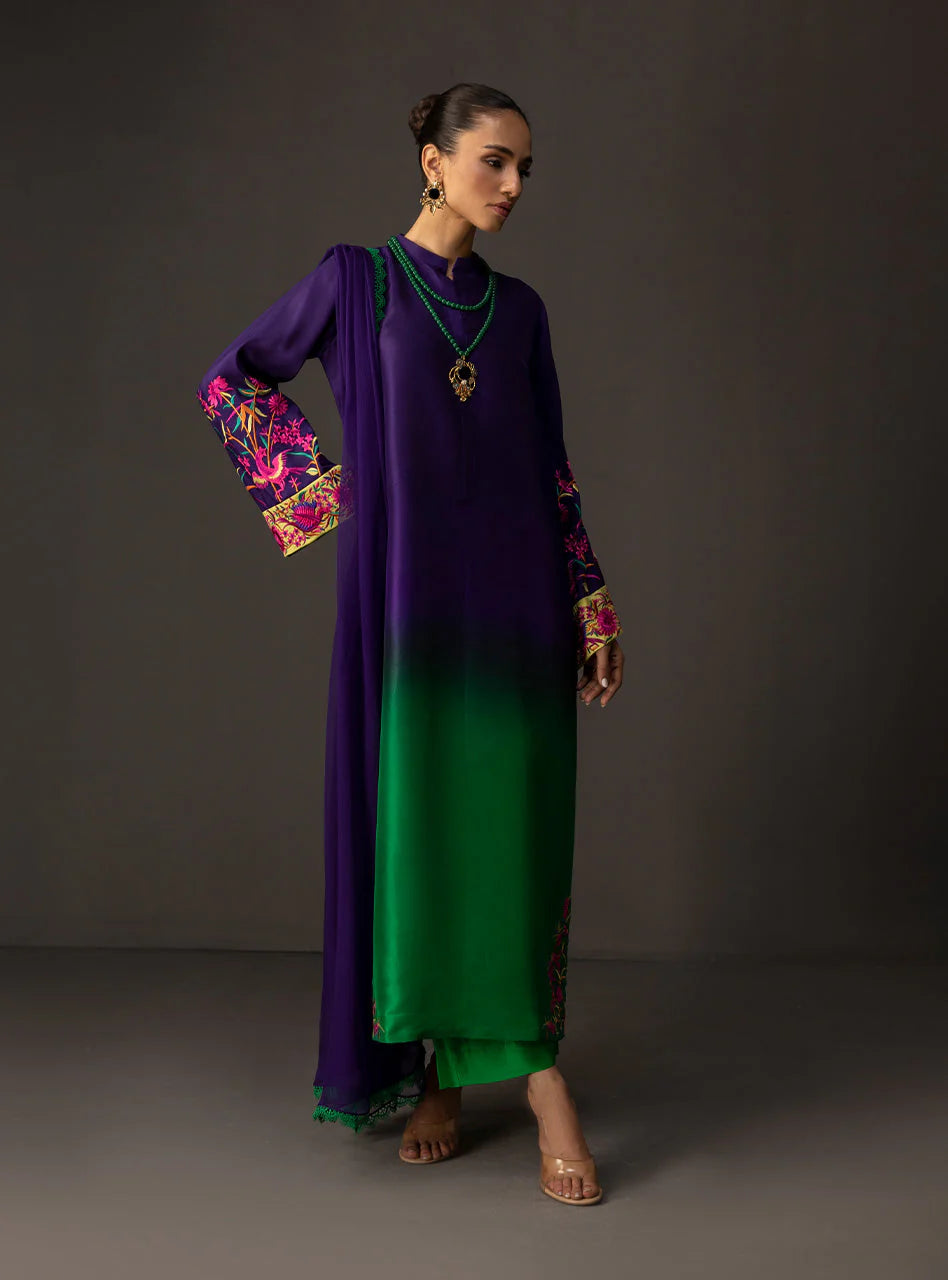 3 Piece - Silk  Digital Printed Shamooz Silk  Suit with Digital Printed Silk Dupatta (Unstitched)