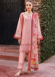 3 Piece - Dhanak Full Heavy Embroidered Suit with Digital Print Wool Shawl (Unstitched)