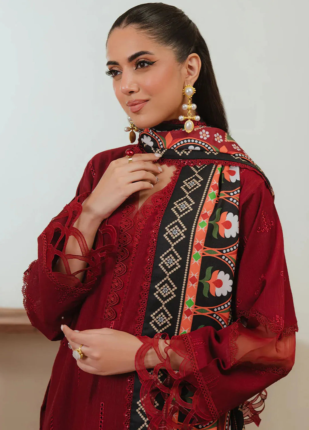 3 Piece - Maria B Dhanak Full Heavy Boring Embroidered Suit with Digital Printed Winter Wool Shawl (Unstitched)